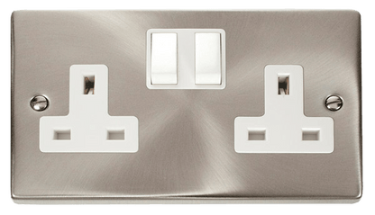 Click Deco Satin Chrome Wiring Accessories Switches Sockets USB White Inserts