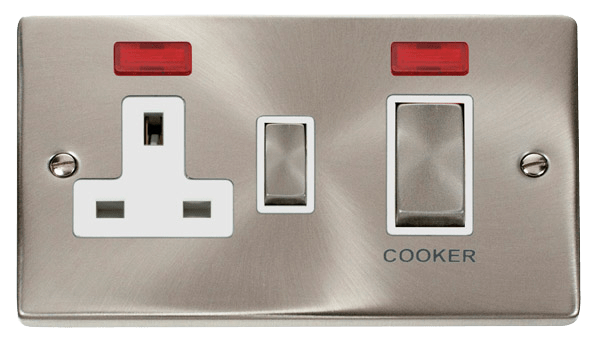 Click Deco Satin Chrome Wiring Accessories Switches Sockets USB Ingot/White Inserts