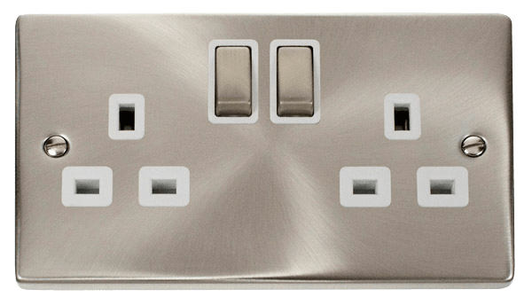 Click Deco Satin Chrome Wiring Accessories Switches Sockets USB Ingot/White Inserts