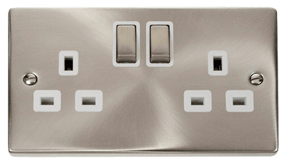 Click Deco Satin Chrome Wiring Accessories Switches Sockets USB Ingot/White Inserts