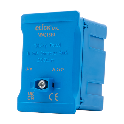 Click 100A 1 Pole 5 x 35mm² Coloured Connector Block Link Boxes, All colours