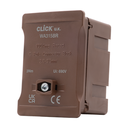 Click 100A 1 Pole 5 x 35mm² Coloured Connector Block Link Boxes, All colours