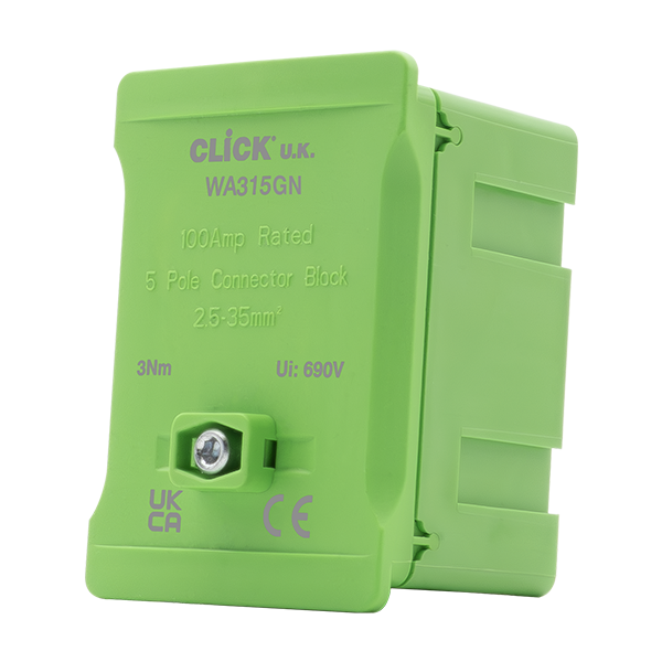 Click 100A 1 Pole 5 x 35mm² Coloured Connector Block Link Boxes, All colours