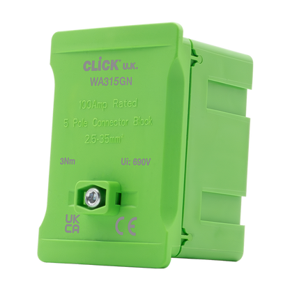 Click 100A 1 Pole 5 x 35mm² Coloured Connector Block Link Boxes, All colours