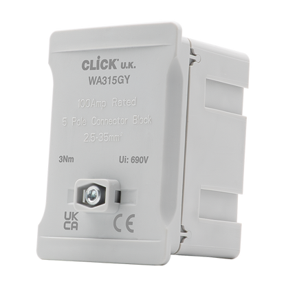 Click 100A 1 Pole 5 x 35mm² Coloured Connector Block Link Boxes, All colours