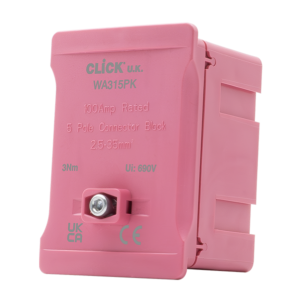 Click 100A 1 Pole 5 x 35mm² Coloured Connector Block Link Boxes, All colours