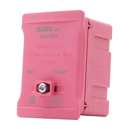 Click 100A 1 Pole 5 x 35mm² Coloured Connector Block Link Boxes, All colours