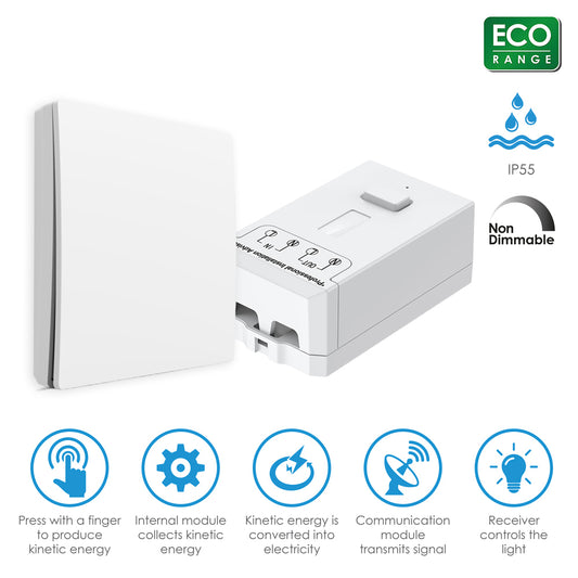 Ener-J WS1060X 1 Gang 500W Wireless Kinetic Switch Kit