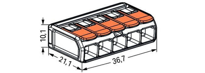 Wago 221-615 41A 6 mm² 5-conductor splicing connector with levers (Pack of 15)