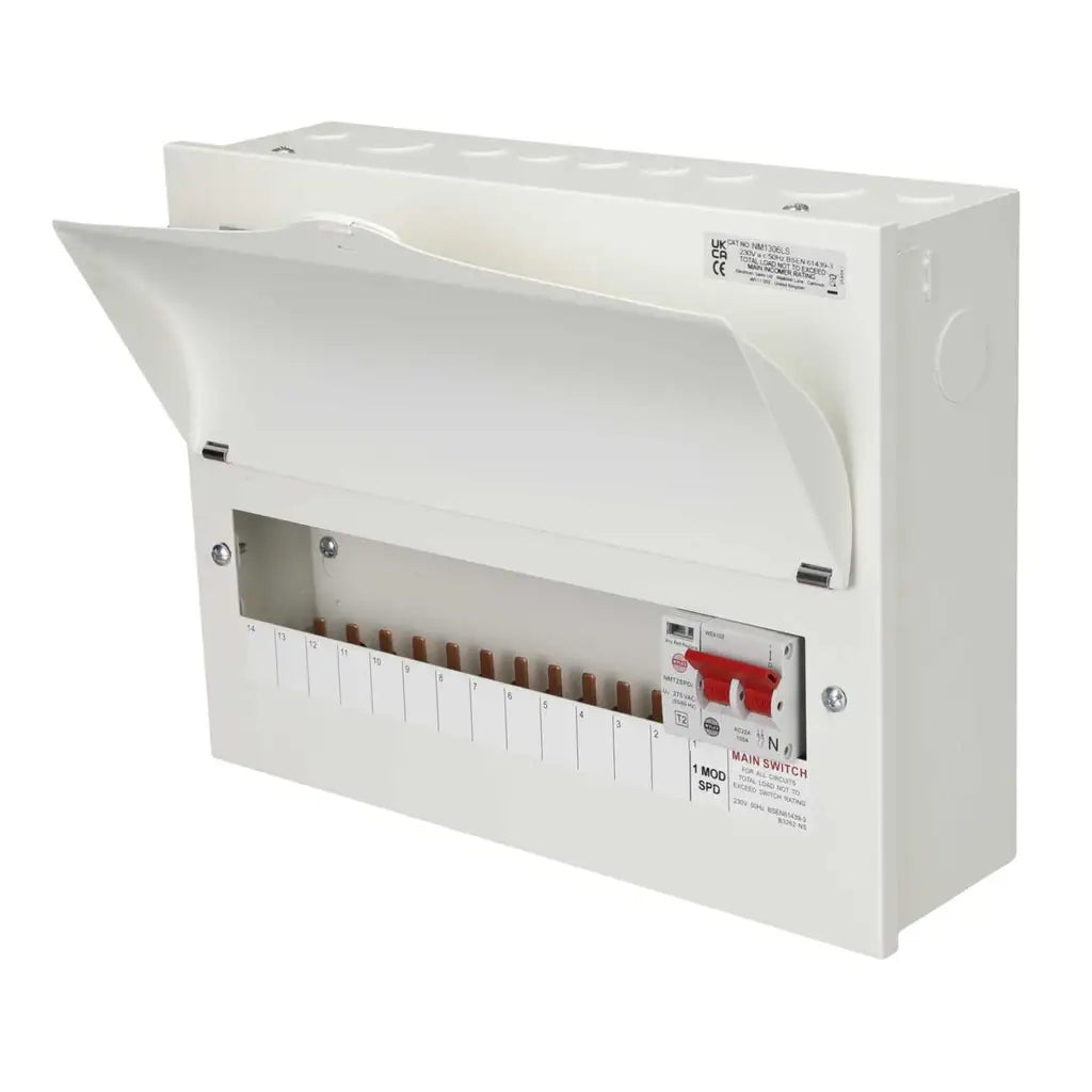 Wylex NM1306LS 13 Way Metal Clad Consumer Unit with 100A Main Switch & SPD