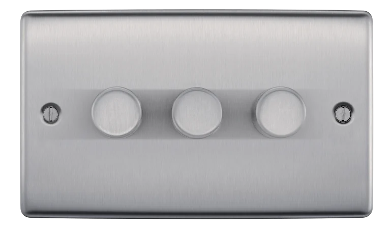 BG Nexus Decorative Brushed Steel Wiring Accessories Complete Range Grey Inserts