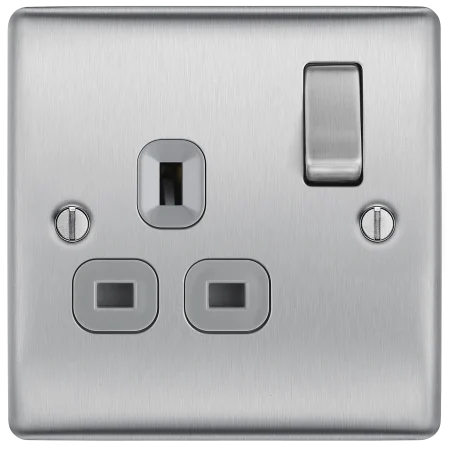 BG Nexus Decorative Brushed Steel Wiring Accessories Complete Range Grey Inserts