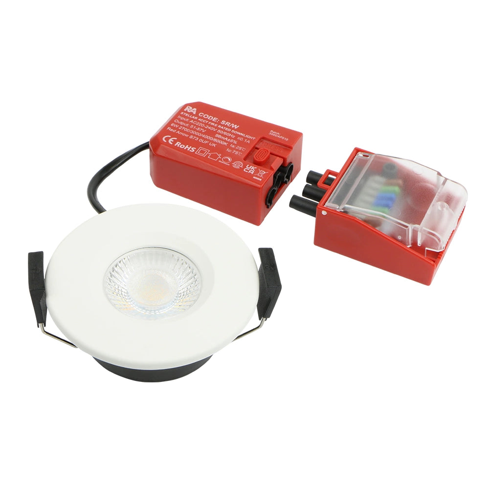 Red Arrow 6W 4CCT Ultra-Slim Fire Rated IP65 Dimmable LED Downlight