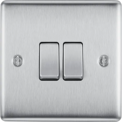 BG Nexus Decorative Brushed Steel Wiring Accessories Complete Range Grey Inserts