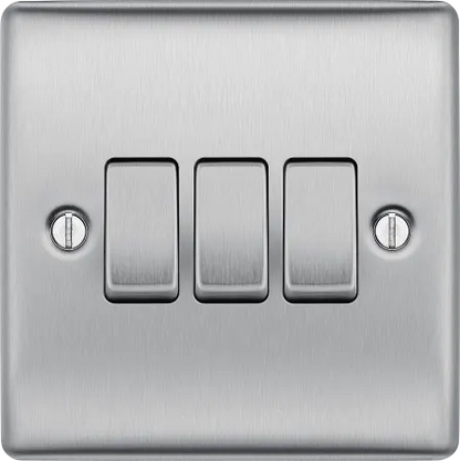 BG Nexus Decorative Brushed Steel Wiring Accessories Complete Range Grey Inserts